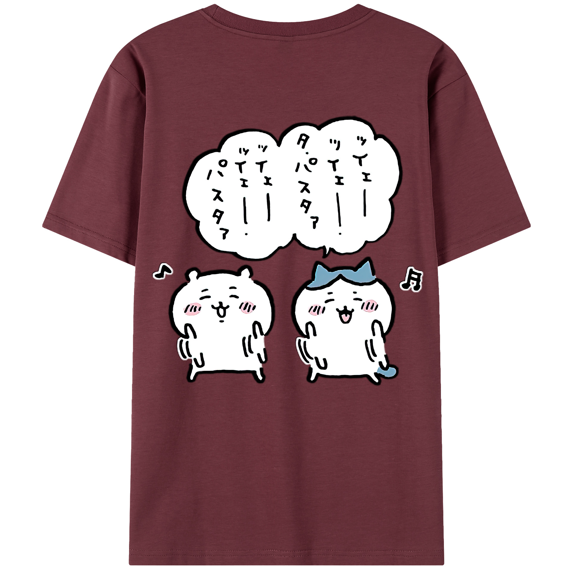 （画像用） ちいかわ ハチワレ Chii-kawa hachiware 綿100％半袖Tシャツ（背面プリント）
